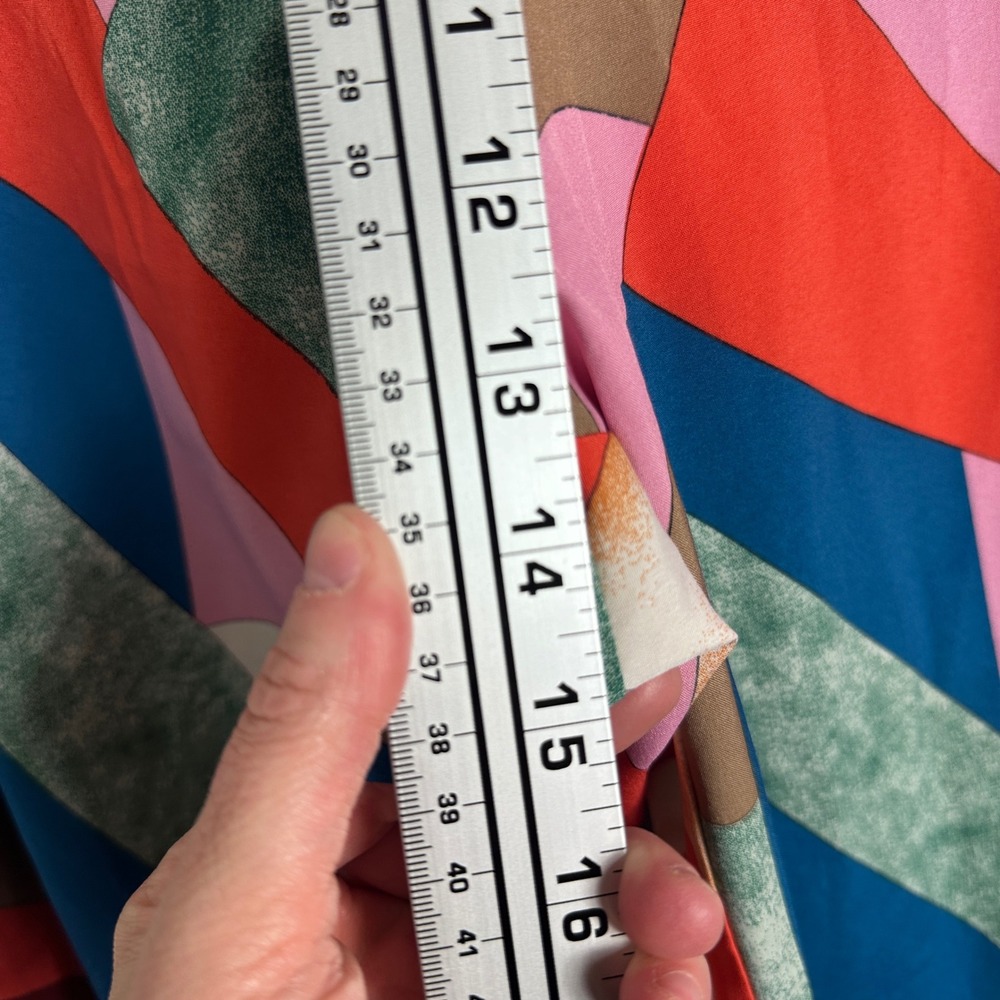 Luukse Wide Leg High Rise Pants Womens Sz Large Multicolour Geometric Print Boho - Picture 16 of 16